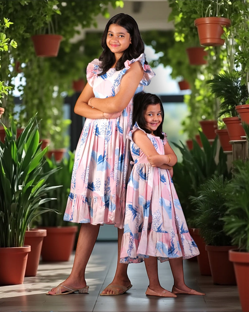 Mother-Daughter Matching Tie-Dye Dress Set | Pastel Summer Combo