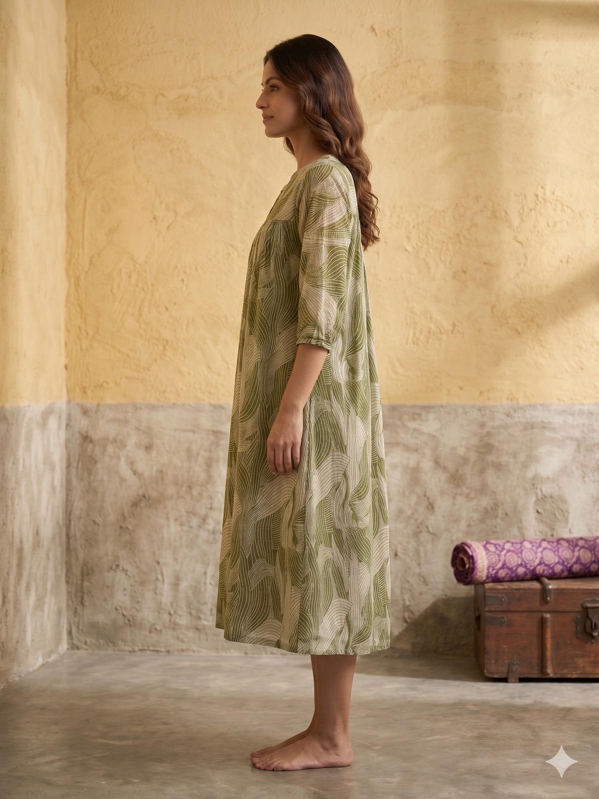 B3211 | Elegant Pleated Georgette Kurti with Crepe Lining | Designer Ethnic Wear