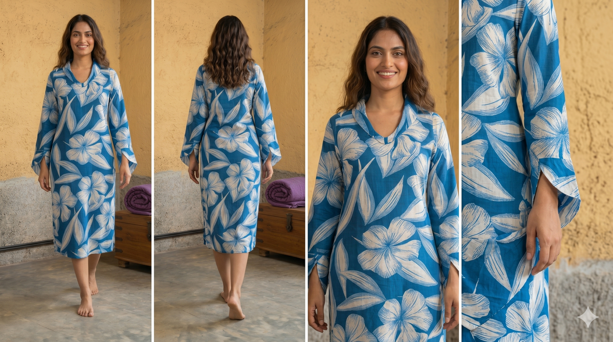 B3140 | Rayon Co-Ord Set with Collar & High-Low Sleeve Detail