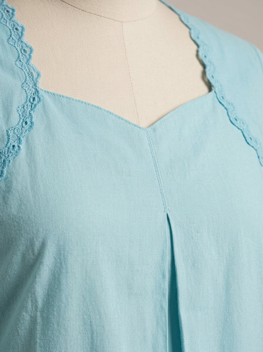 C3036 | Pastel Schiffli Embroidered Giza Cotton Long Kurti