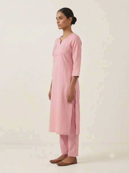 C3041 | Blush Pink Embroidered Lexus Fabric Co-Ord Set | Co-Ord Set