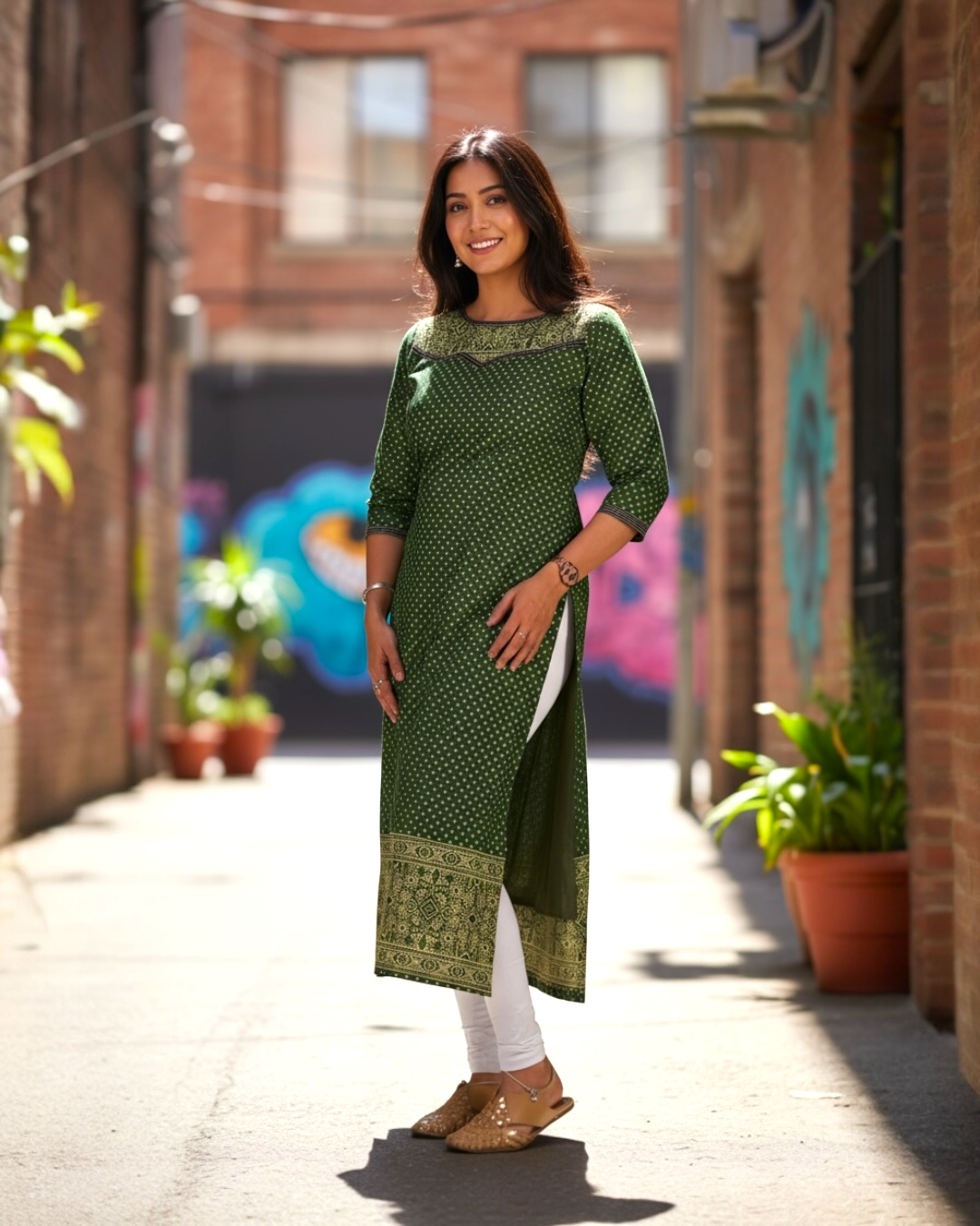 Elegant Green Straight Kurti | NIYA Ethnic Wear for Women
