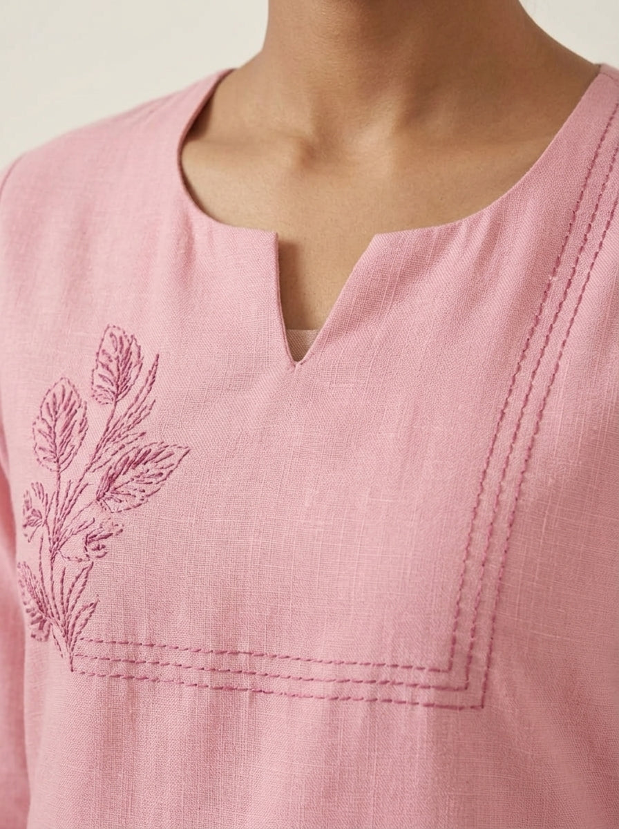 C3041 | Blush Pink Embroidered Lexus Fabric Co-Ord Set | Co-Ord Set