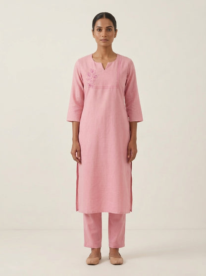 C3041 | Blush Pink Embroidered Lexus Fabric Co-Ord Set | Co-Ord Set