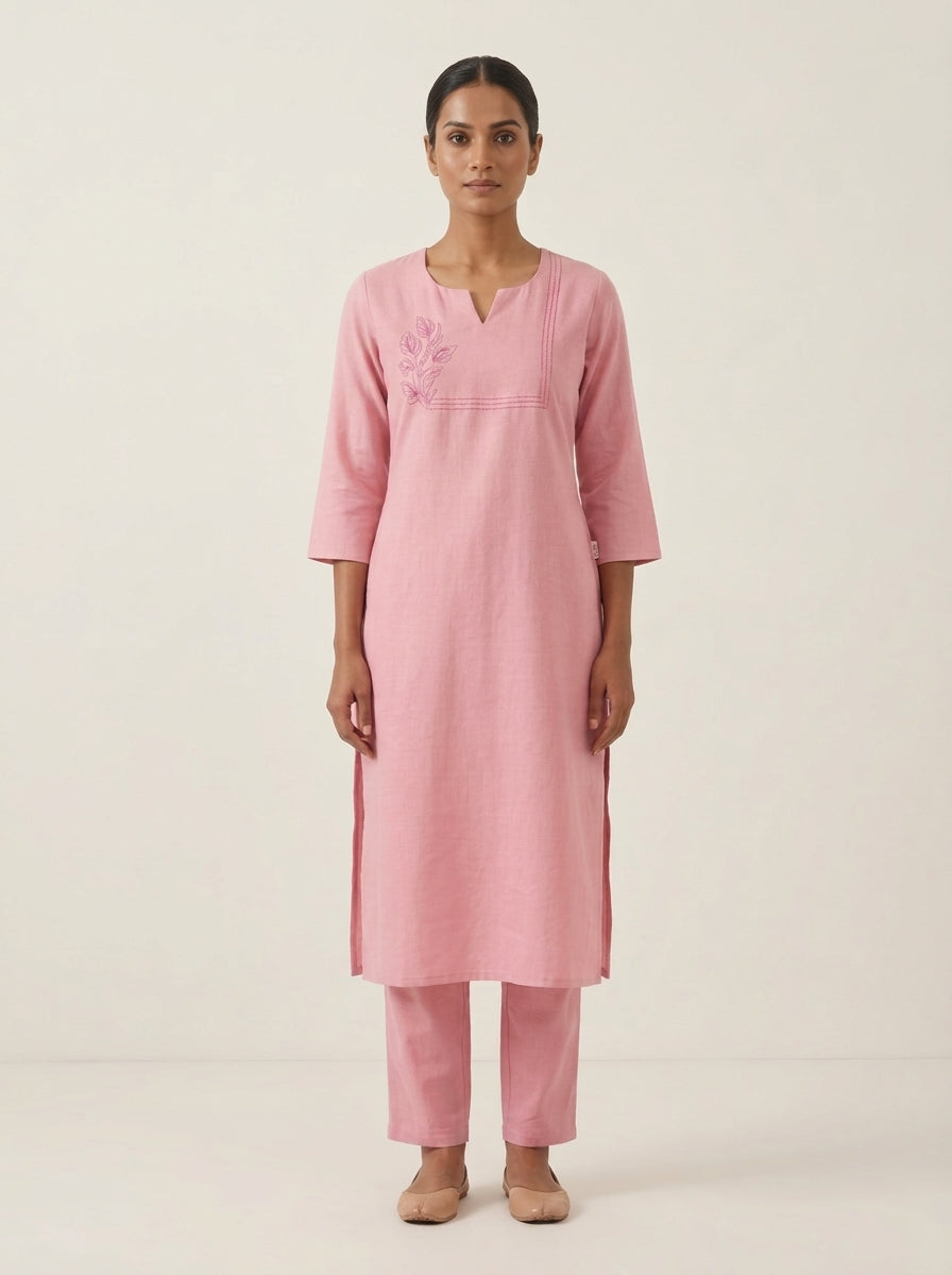 C3041 | Blush Pink Embroidered Lexus Fabric Co-Ord Set | Co-Ord Set