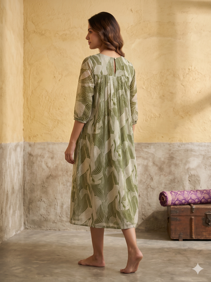 B3211 | Elegant Pleated Georgette Kurti with Crepe Lining | Designer Ethnic Wear