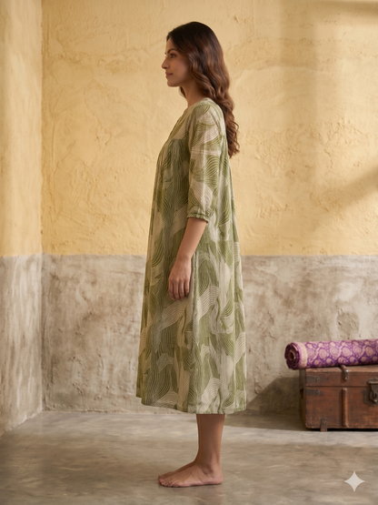 B3211 | Elegant Pleated Georgette Kurti with Crepe Lining | Designer Ethnic Wear