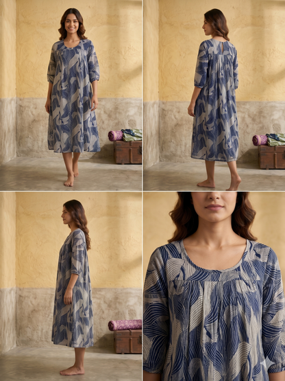 B3211 | Elegant Pleated Georgette Kurti with Crepe Lining | Designer Ethnic Wear