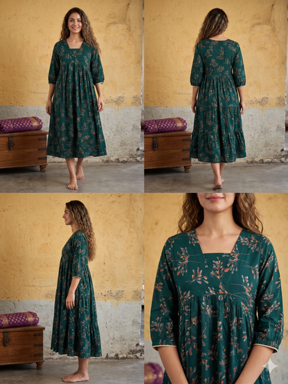 B3193 | Rayon Straight Kurti with Patch & Gather Detailing | Ethnic Wear