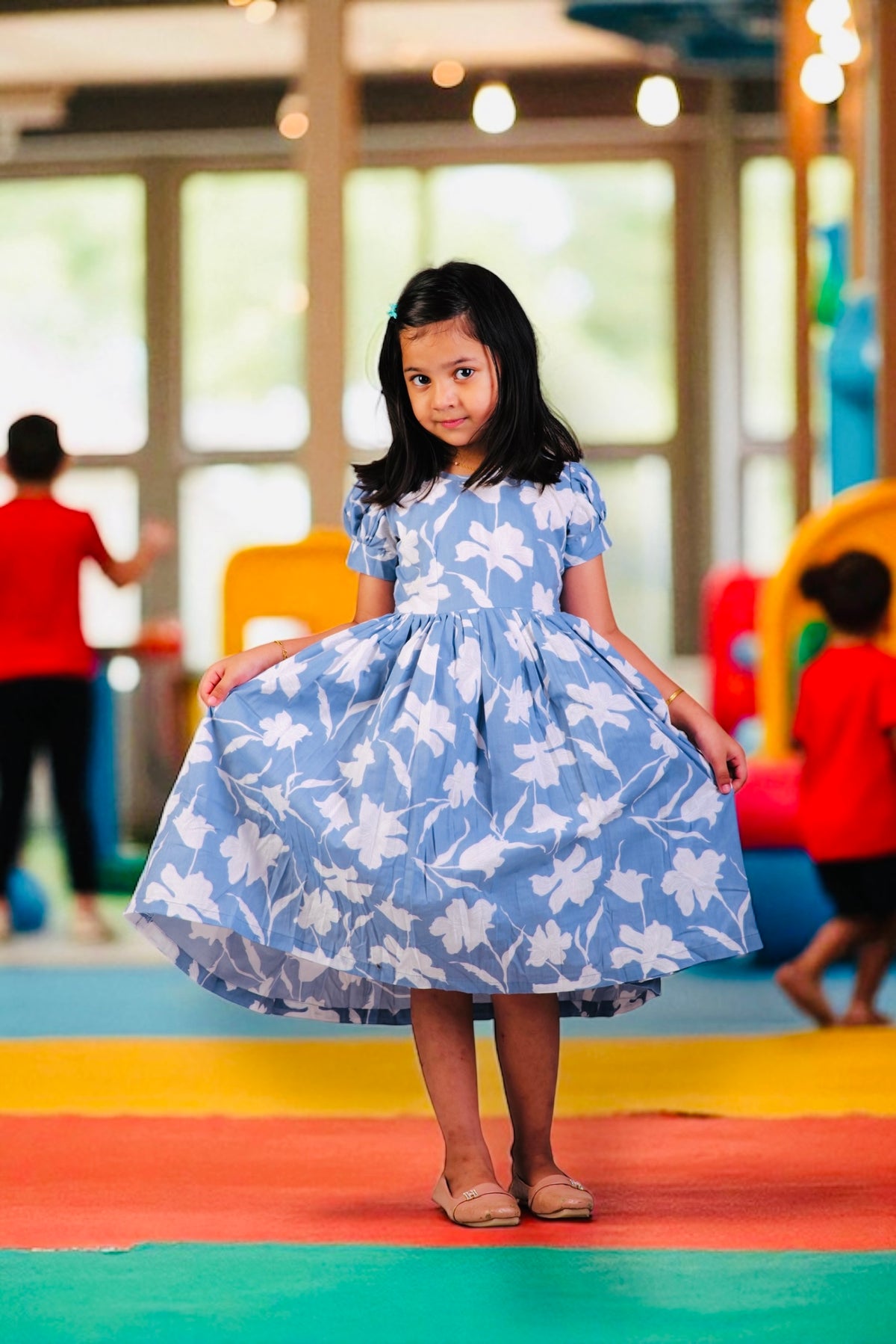 Girls blue Cotton Printed Dress | NIYA Kids Summer Fashion