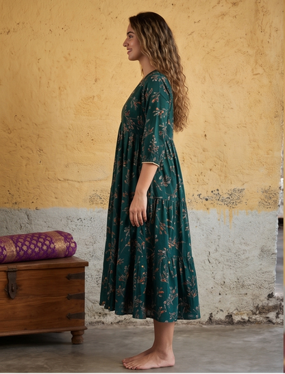 B3193 | Rayon Straight Kurti with Patch & Gather Detailing | Ethnic Wear