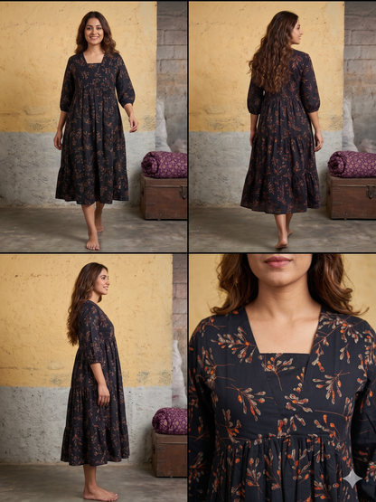 B3193 | Rayon Straight Kurti with Patch & Gather Detailing | Ethnic Wear