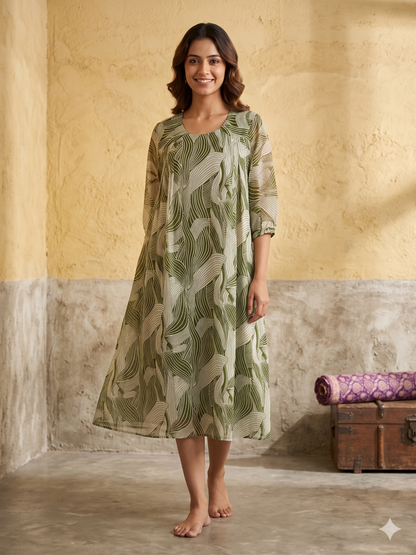 B3211 | Elegant Pleated Georgette Kurti with Crepe Lining | Designer Ethnic Wear