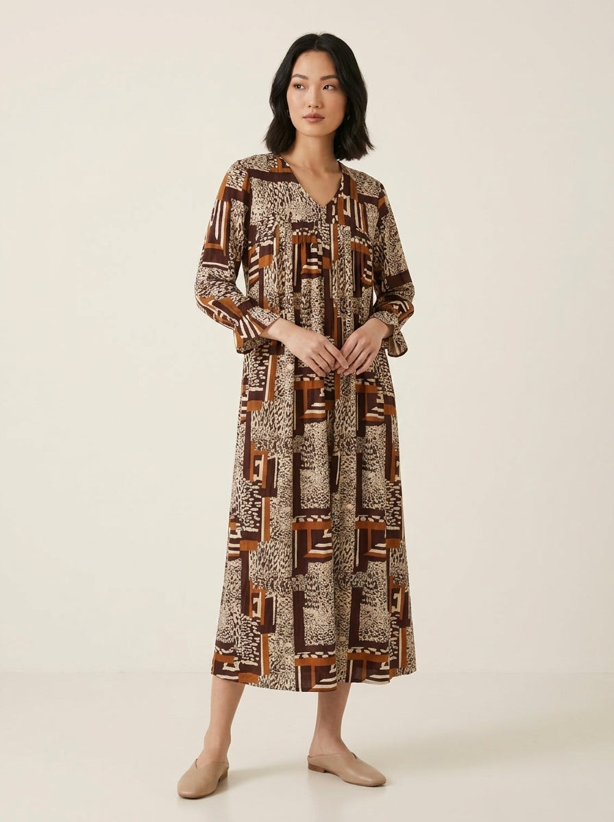C3019 | Wrinkle Rayon Printed Long Kurti with Ruffled Sleeves