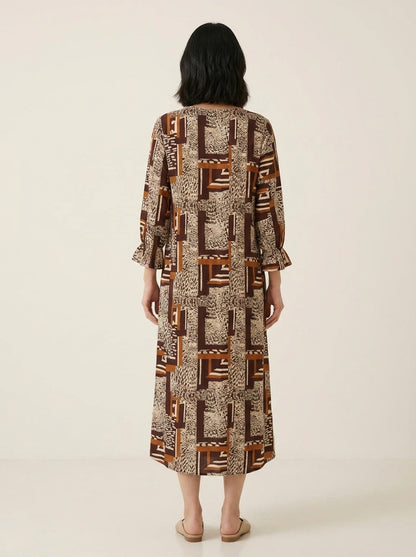 C3019 | Wrinkle Rayon Printed Long Kurti with Ruffled Sleeves