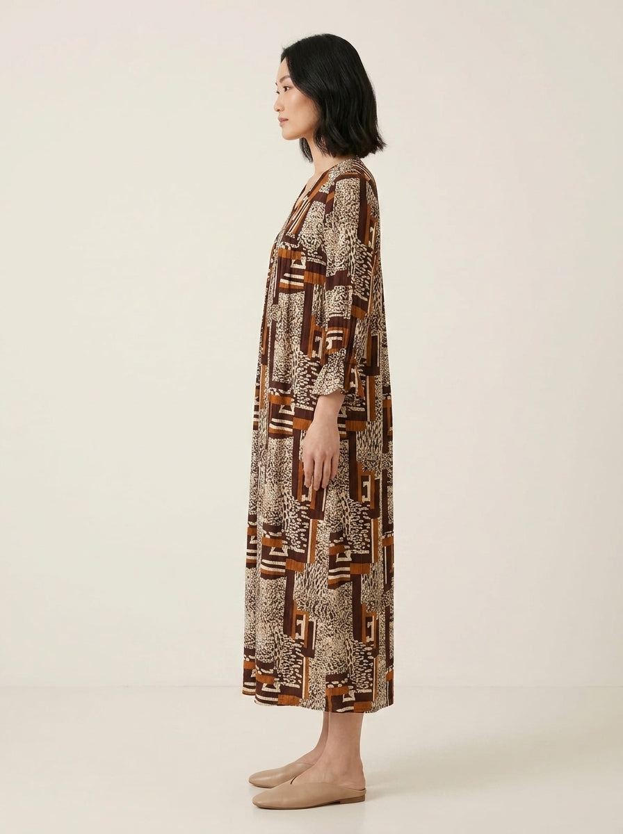 C3019 | Wrinkle Rayon Printed Long Kurti with Ruffled Sleeves