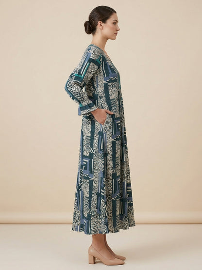 C3019 | Wrinkle Rayon Printed Long Kurti with Ruffled Sleeves