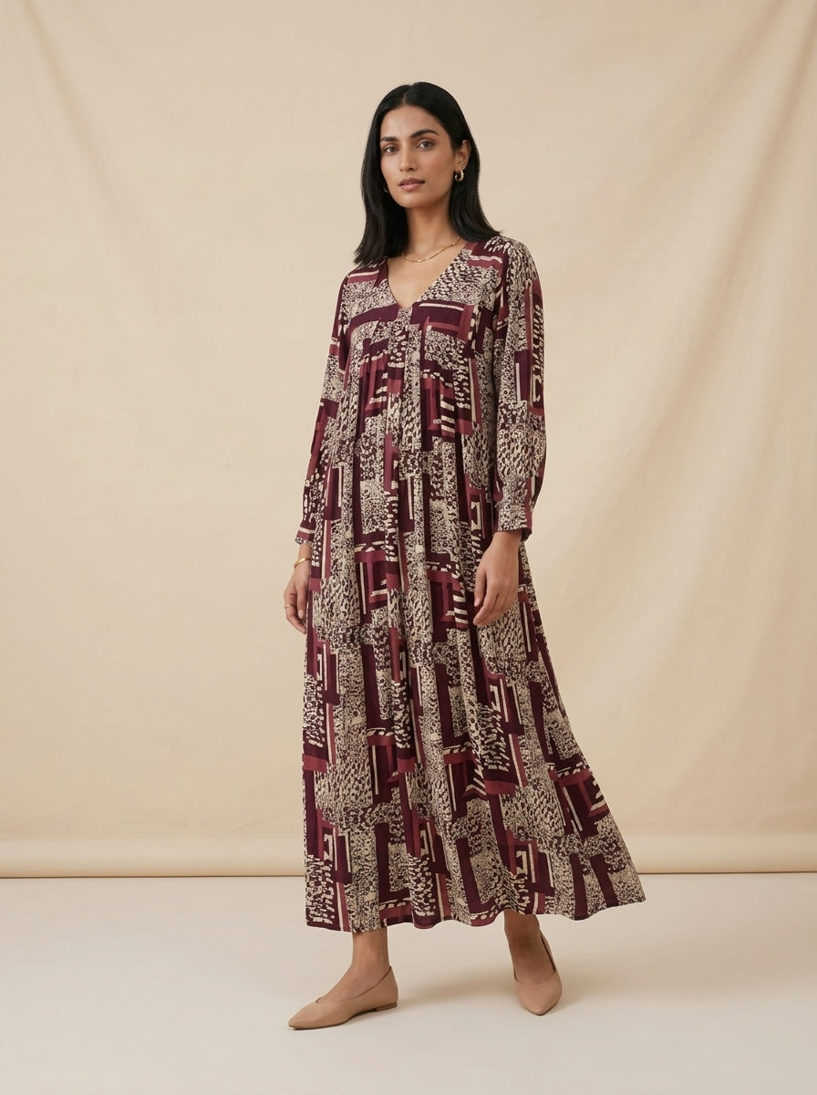 C3019 | Wrinkle Rayon Printed Long Kurti with Ruffled Sleeves