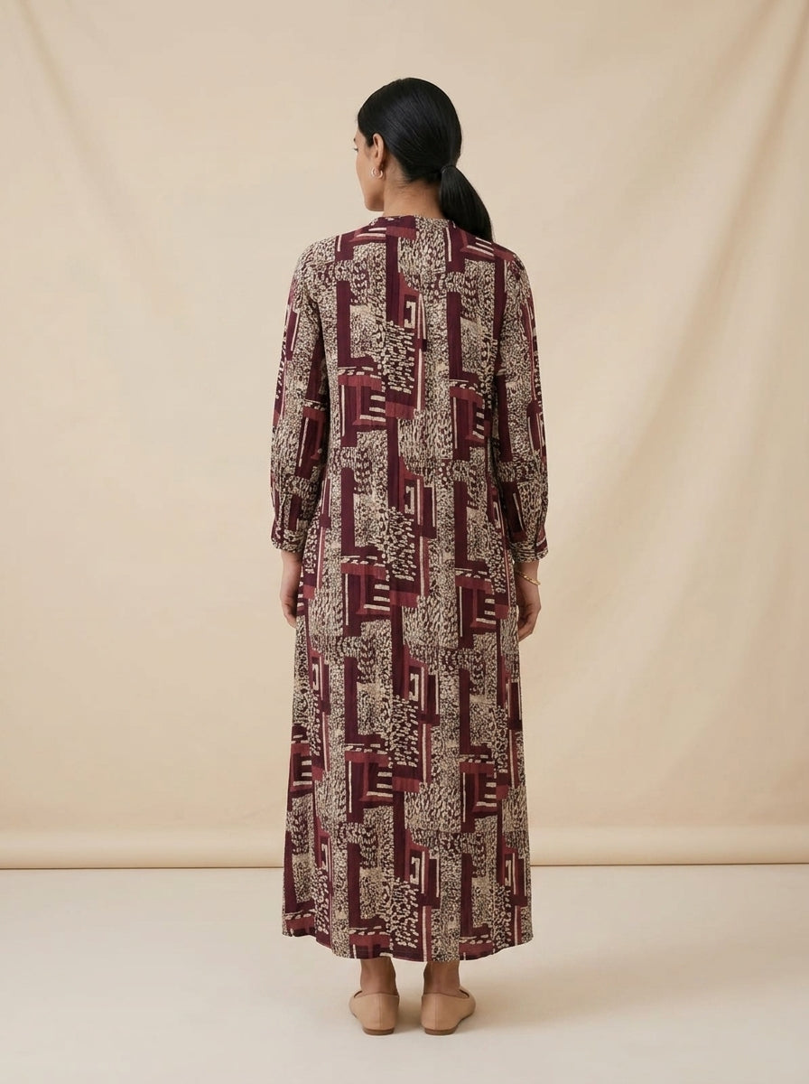 C3019 | Wrinkle Rayon Printed Long Kurti with Ruffled Sleeves