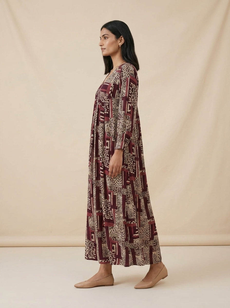 C3019 | Wrinkle Rayon Printed Long Kurti with Ruffled Sleeves