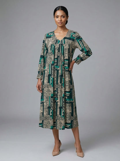 C3019 | Wrinkle Rayon Printed Long Kurti with Ruffled Sleeves