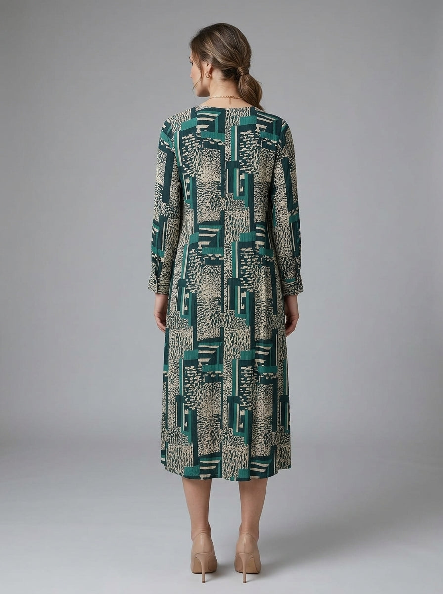 C3019 | Wrinkle Rayon Printed Long Kurti with Ruffled Sleeves