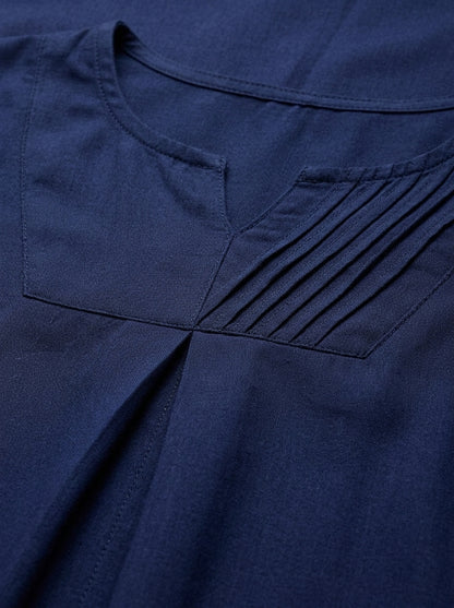 C3023 | Pintuck Yoke Rayon Slub 2-Piece Co-Ord Set with Straight Trousers