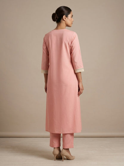 C3036 | Pastel Schiffli Embroidered Giza Cotton Long Kurti