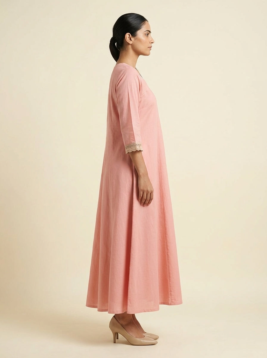 C3036 | Pastel Schiffli Embroidered Giza Cotton Long Kurti