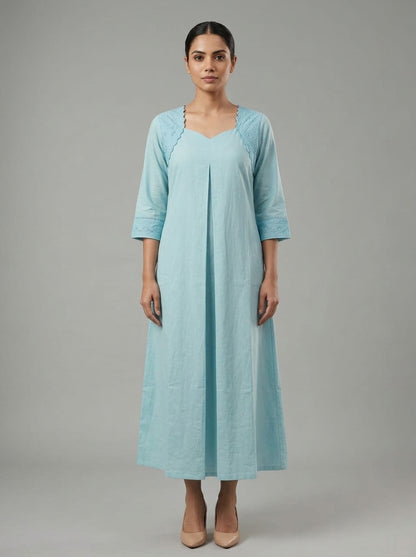 C3036 | Pastel Schiffli Embroidered Giza Cotton Long Kurti