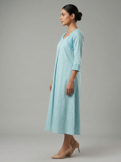 C3036 | Pastel Schiffli Embroidered Giza Cotton Long Kurti