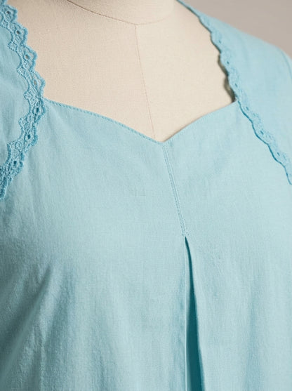 C3036 | Pastel Schiffli Embroidered Giza Cotton Long Kurti