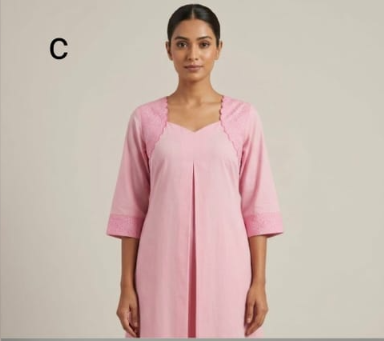 C3036 | Pastel Schiffli Embroidered Giza Cotton Long Kurti