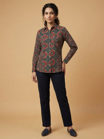 C5009 | Kalamkari Printed Cotton Full Sleeve Women's Shirt