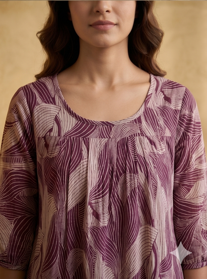 B3211 | Elegant Pleated Georgette Kurti with Crepe Lining | Designer Ethnic Wear