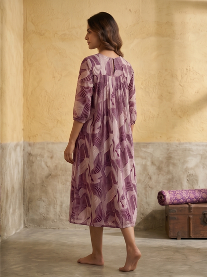 B3211 | Elegant Pleated Georgette Kurti with Crepe Lining | Designer Ethnic Wear