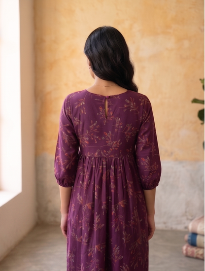 B3193 | Rayon Straight Kurti with Patch & Gather Detailing | Ethnic Wear