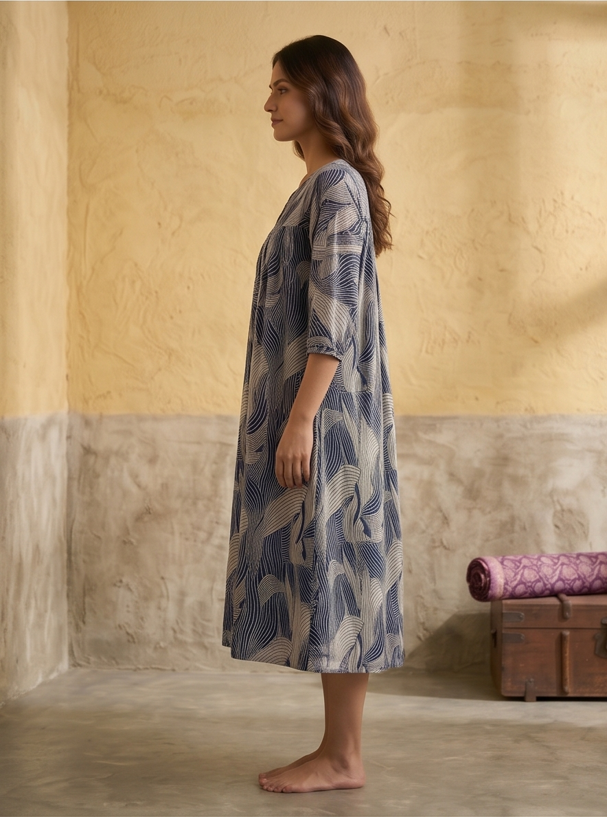 B3211 | Elegant Pleated Georgette Kurti with Crepe Lining | Designer Ethnic Wear