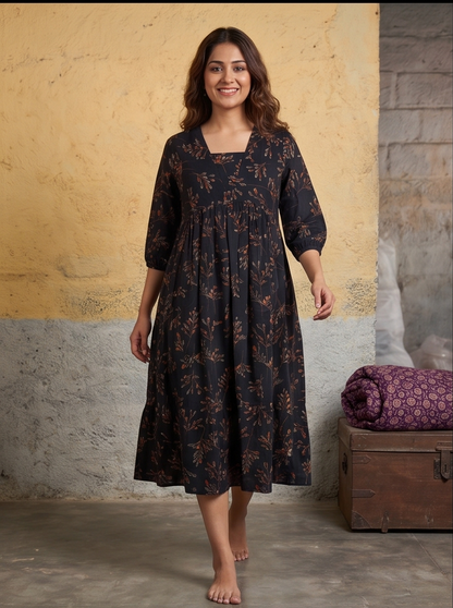 B3193 | Rayon Straight Kurti with Patch & Gather Detailing | Ethnic Wear